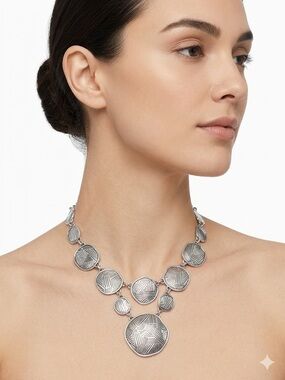 Lia Sophia Silver Statement Coin-Link Necklace - Women Jewelry